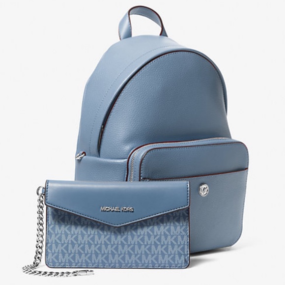 MICHAEL KORS Maisie Medium Pebbled Leather 2-in-1 Backpack DENIM COLOR - Picture 5 of 16